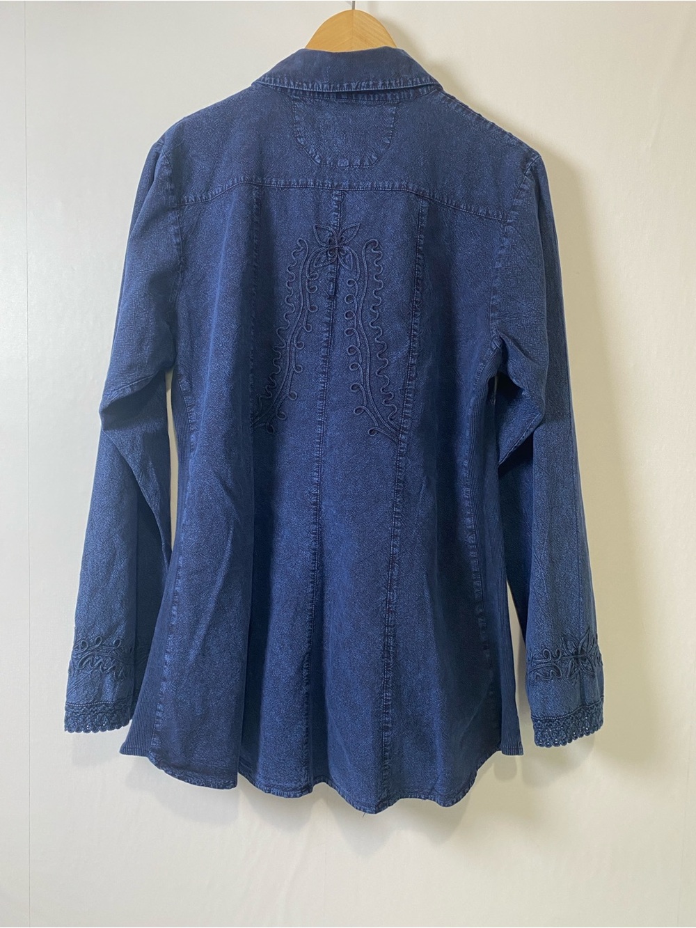 Caamano Limited Edition Embroidered Boho Western Tunic Shirt Blue Medium - Picture 5 of 9